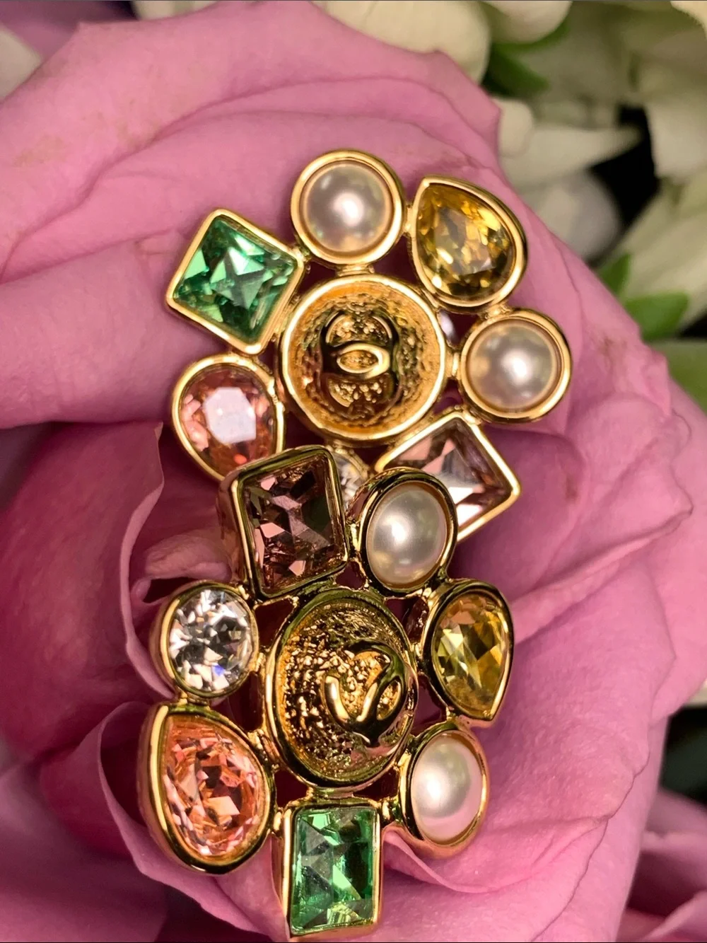 Absolutely stunning brand new authentic Chanel earrings with multi color stones